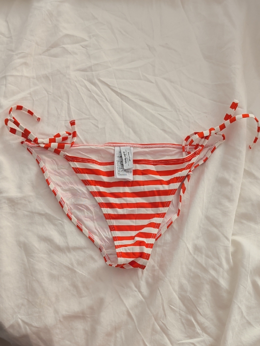 & Other Stories Paris Atelier Orange White Striped Tie-Side Bikini Bottoms US8